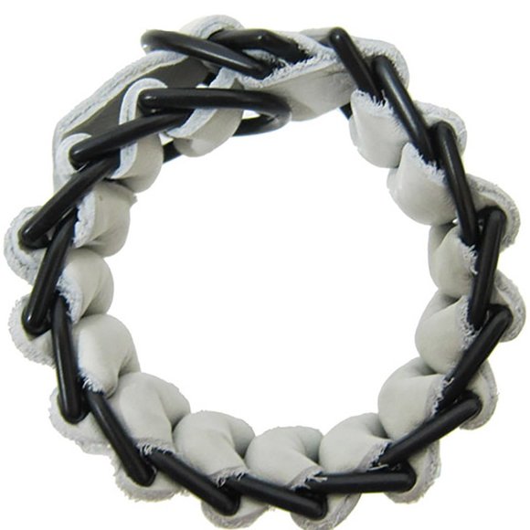David Galan - Military Leather Bracelet in White - Picture 3 of 3